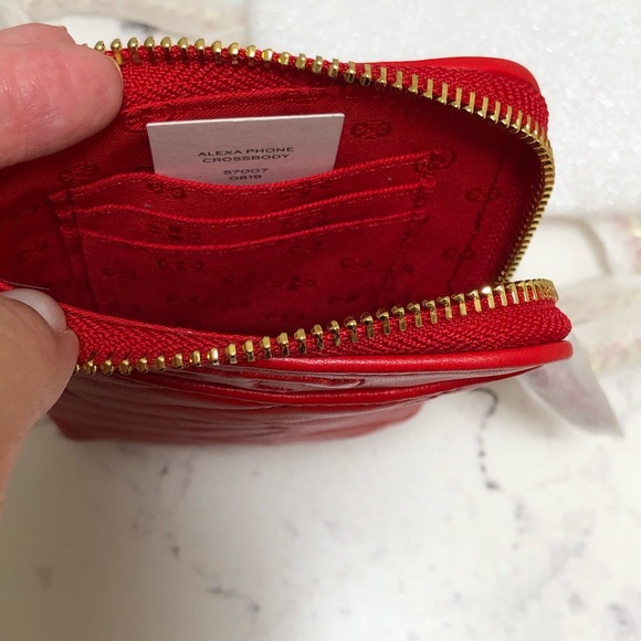 Tory Burch Alexa Phone Crossbody Bag Purse in Brilliant Red - Picture 8 of 12